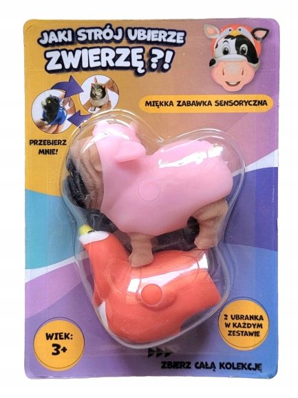 Zabawka sensoryczna gniotek z ubrankami zwierzątko