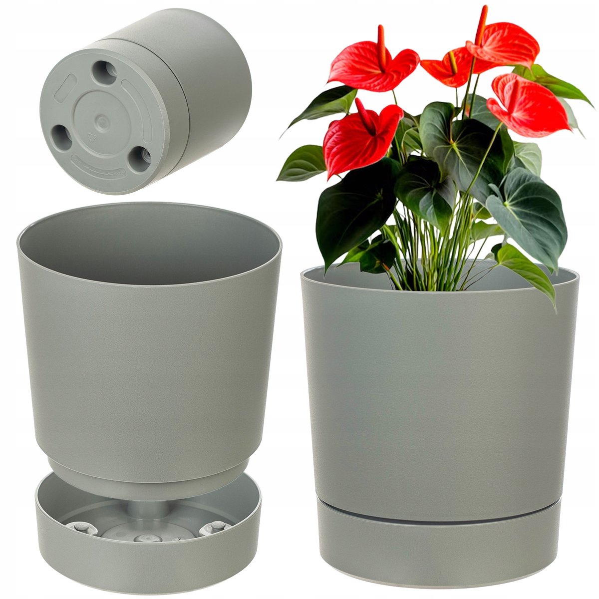 DONICZKA DONICA OSŁONKA NA KWIATY 34,5 cm Z PODSTAWKĄ PLASTIKOWA OKRĄGŁA