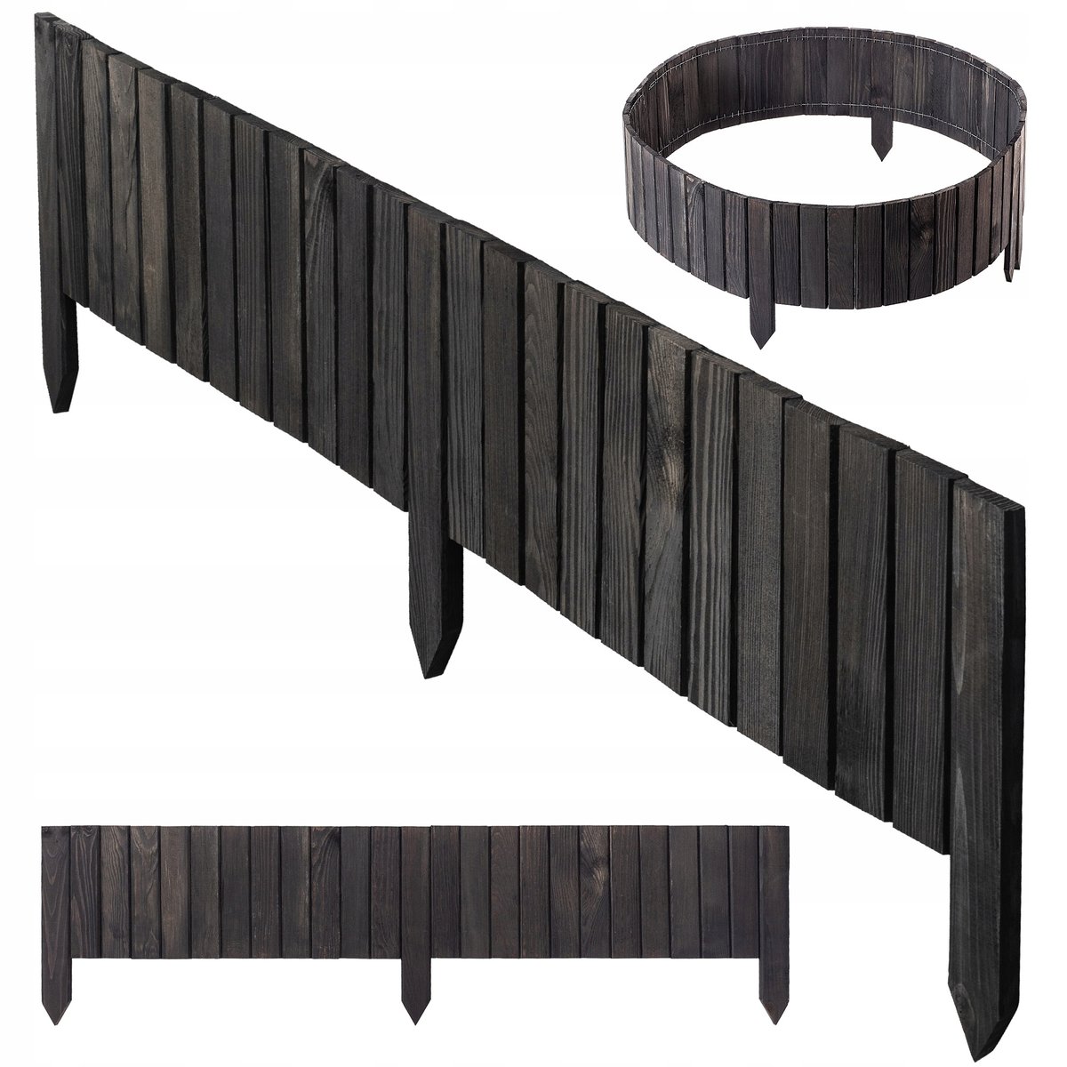 OBRZEŻE PALISADA OGRODOWA PŁOTEK DREWNIANY TRAWNIKOWY WBIJANY SZARY 20x116