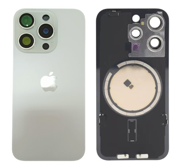 Klapka Plecki Tył iPhone 15 Pro Silver z Ramką i Magnesami MAGSAFE
