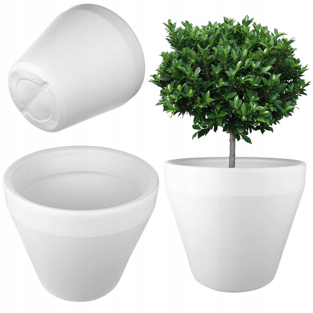 DONICZKA DONICA DUŻA OSŁONKA NA KWIATY 46cm OKRĄGŁA OGRODOWA KWIETNIK BIAŁA