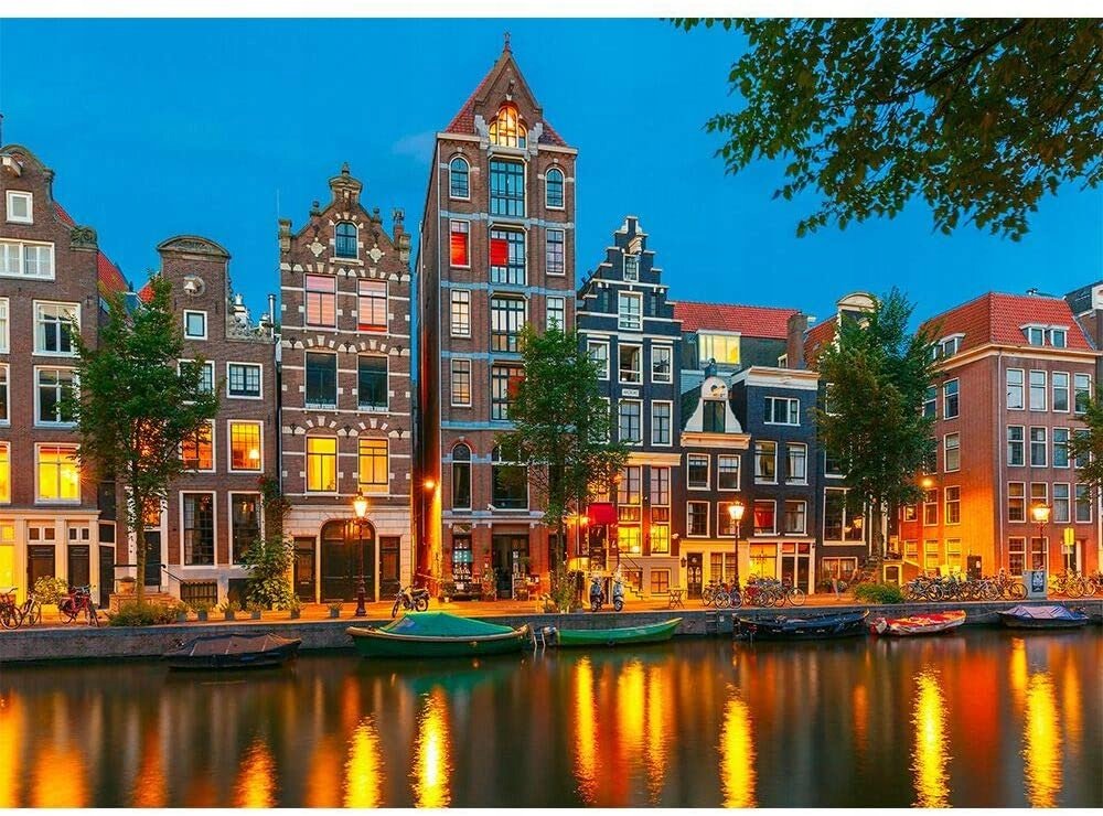 Puzzle 1000 Elementów Huadada Kanał Amsterdamu dla Dzieci i Dorosłych