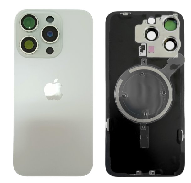 Klapka Plecki Tył iPhone 15 Pro Max Silver z Ramką i Magnesami MAGSAFE