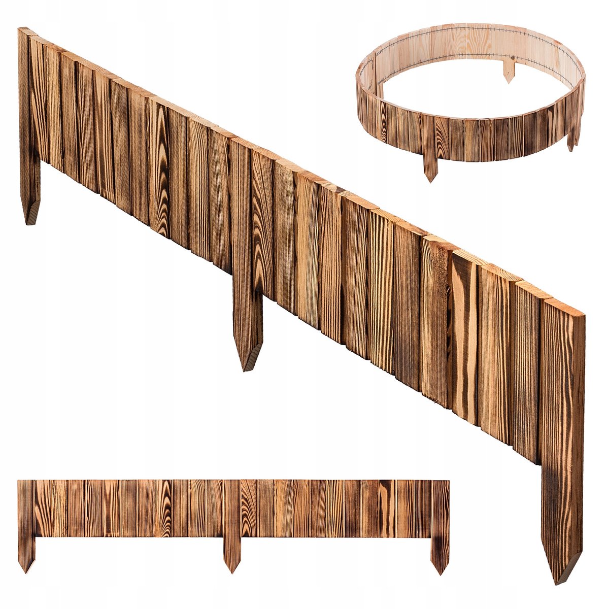 OBRZEŻE PALISADA OGRODOWA PŁOTEK DREWNIANY TRAWNIKOWY WBIJANY BRĄZ 15x116