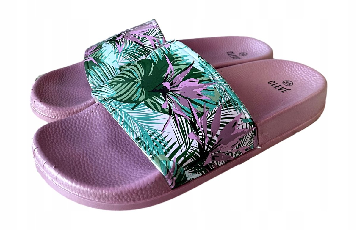 BUTY KLAPKI DAMSKIE basen lekkie LIŚCIE *39