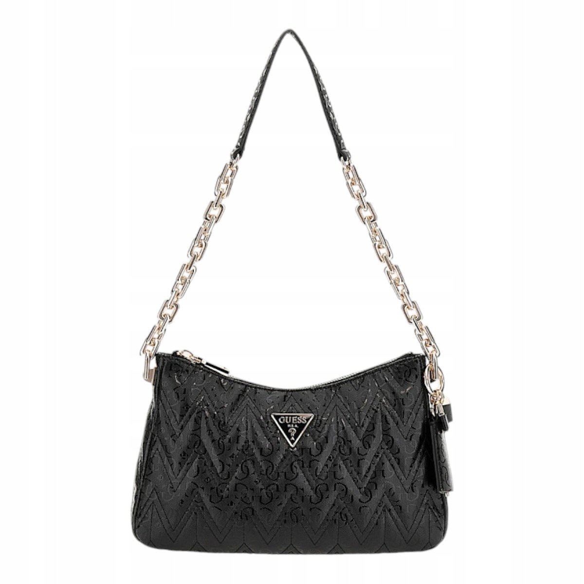 Guess torebka damska adelard top zip shoulder bag czarna