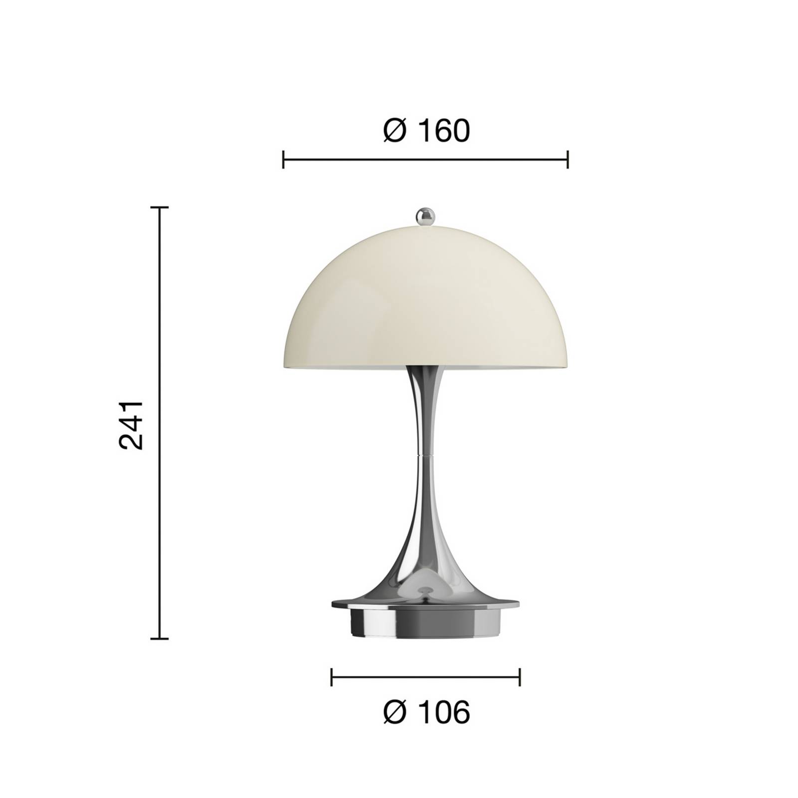 Louis Poulsen Panthella Portable 160 V3, opalowy chrom/beżowy