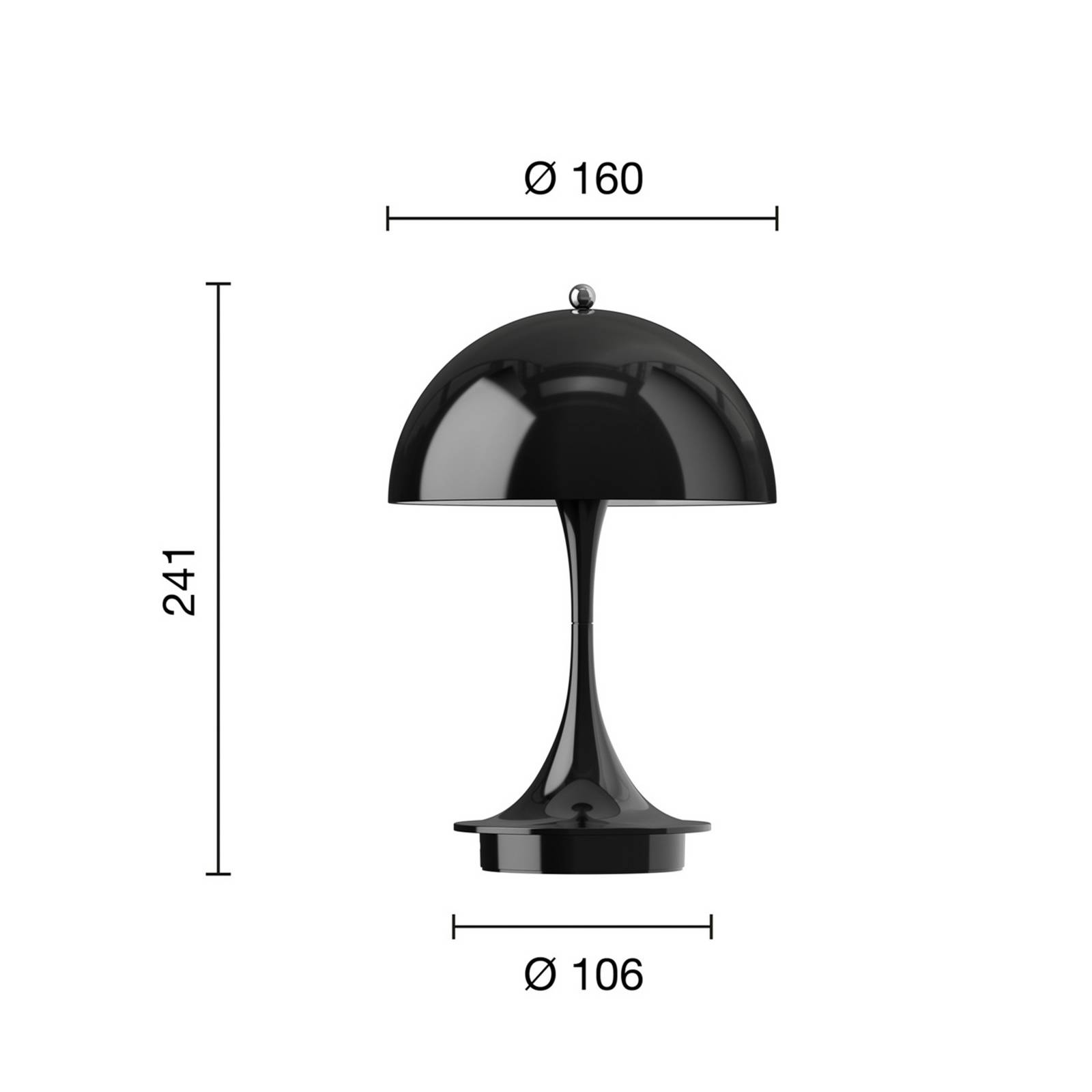 Louis Poulsen Panthella Portable 160 V3, nieprzezroczysty czarny