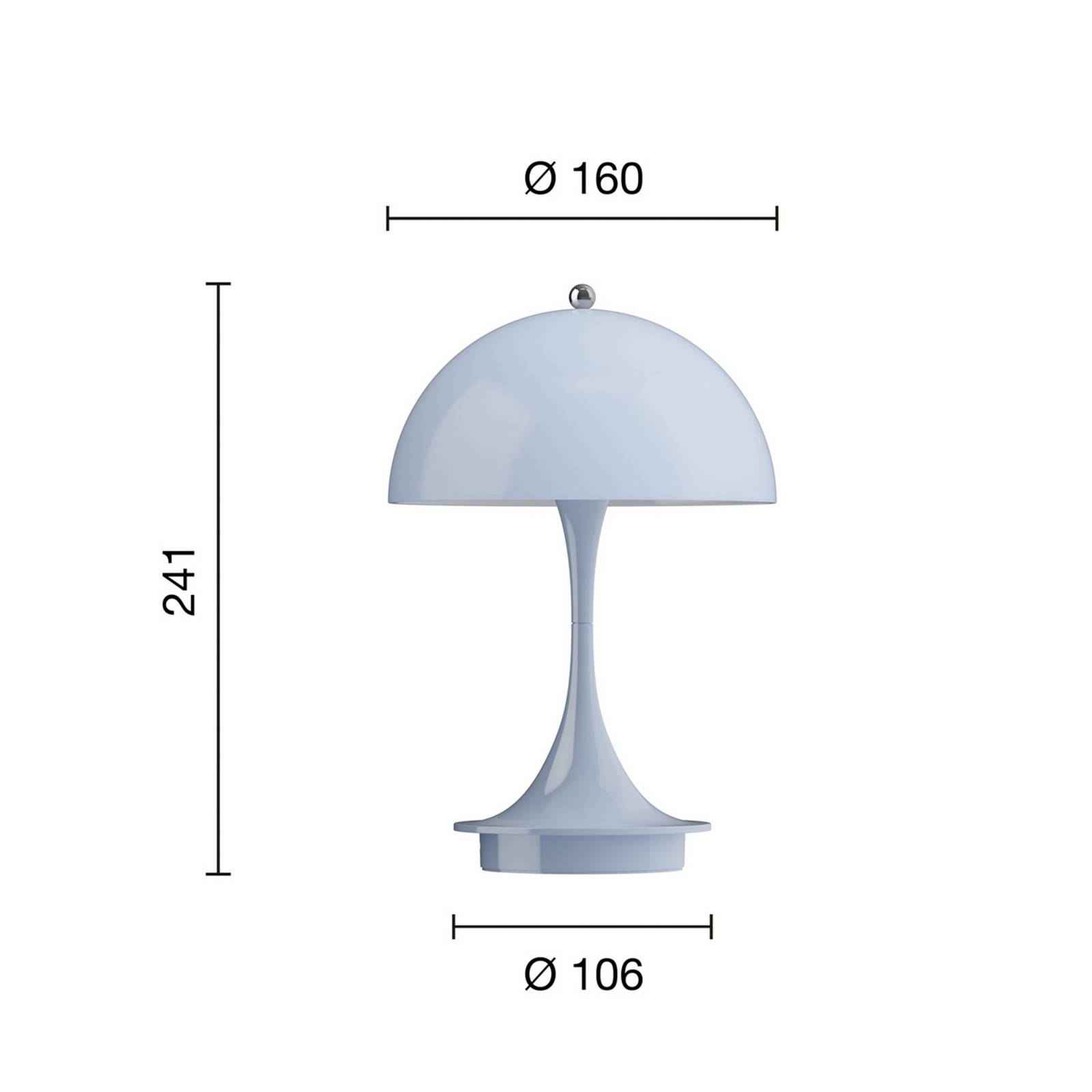 Louis Poulsen Panthella Portable 160 V3, opalowy jasnoniebieski