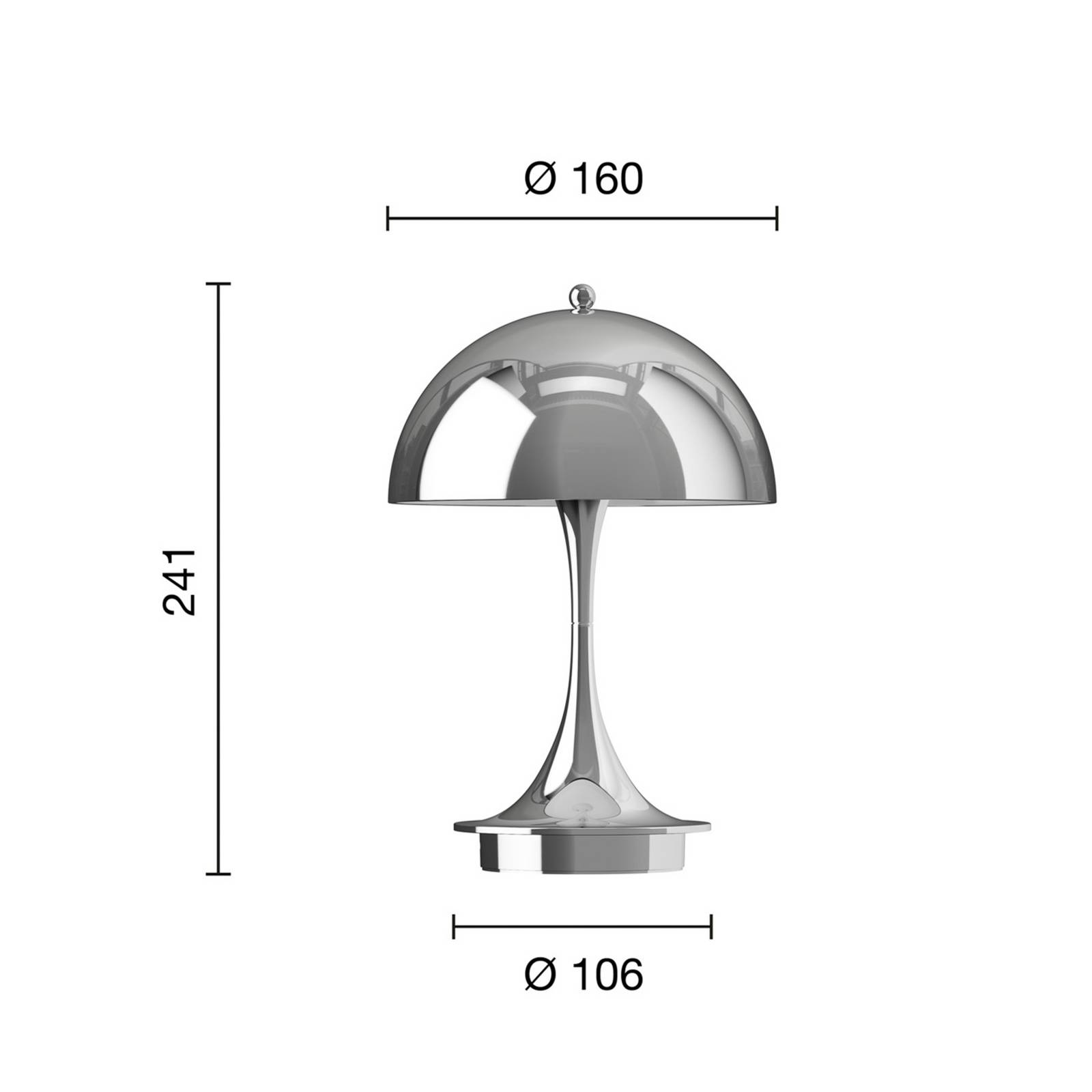 Louis Poulsen Panthella Portable 160 V3, kolor chromowany