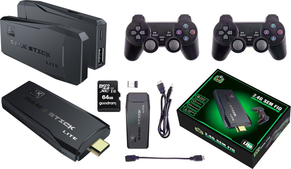 Ultra Parts MOCNA KONSOLA RETRO 20000 GIER + DWA PADY + KARTA 64GB GAME STICK GRA TV HDMI