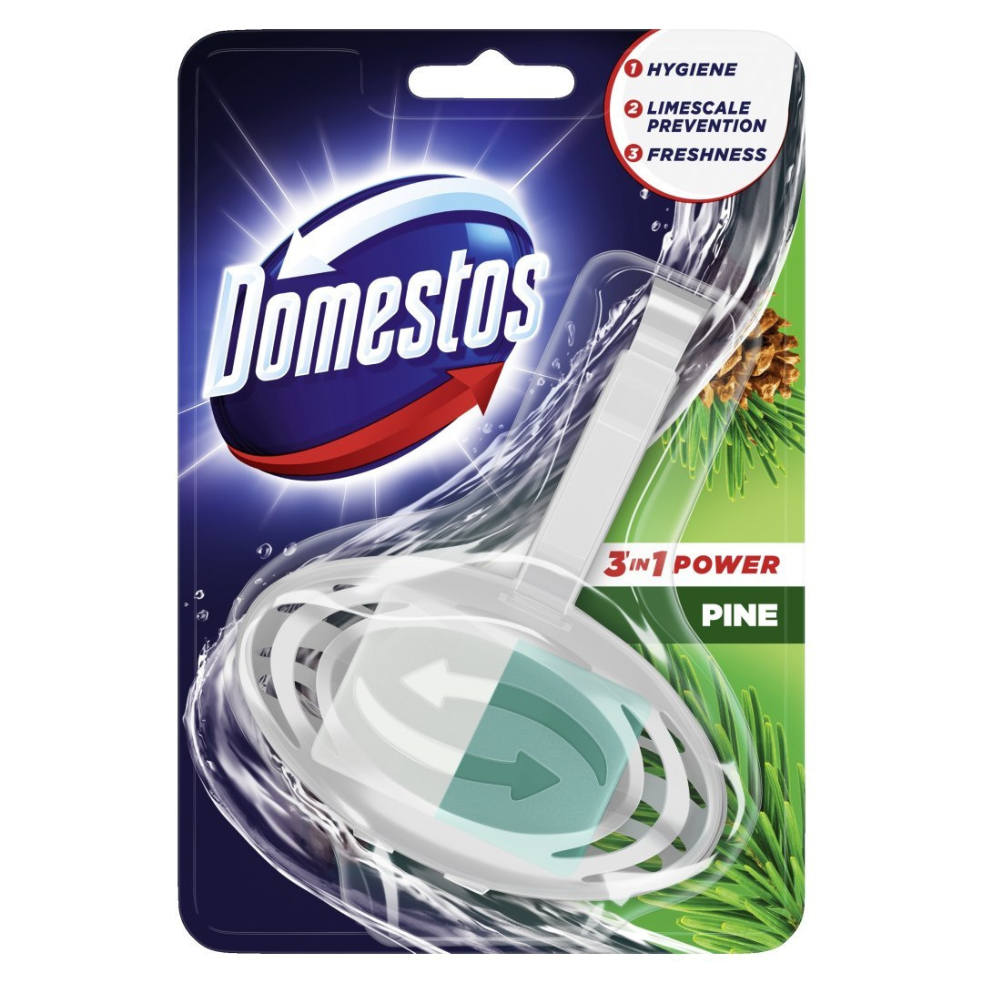 DOMESTOS Power Pine Kostka zapachowa do WC z koszykiem 3w1 35 g