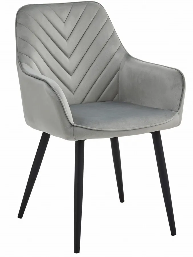 Welurowe popielate krzesło na czarnych nogach C6-P87