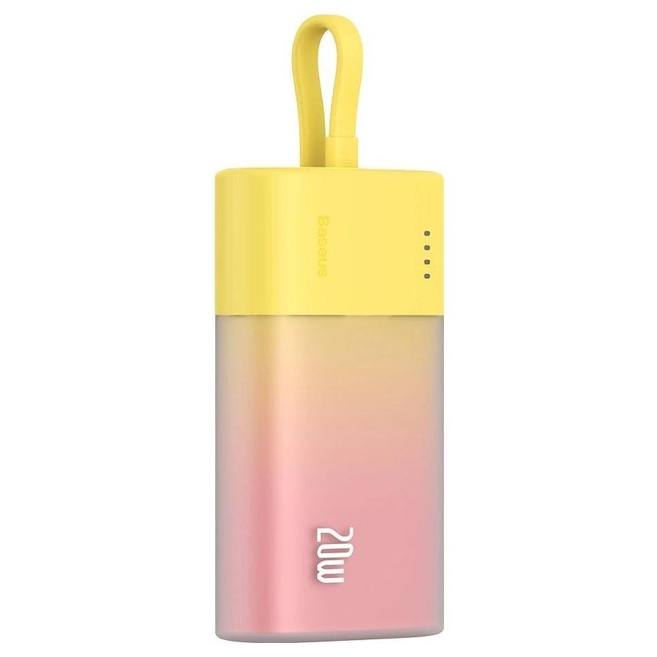 Baseus Popsicle 5200mAh 20W z wbudowanym kablem Lightning żółto-różowy