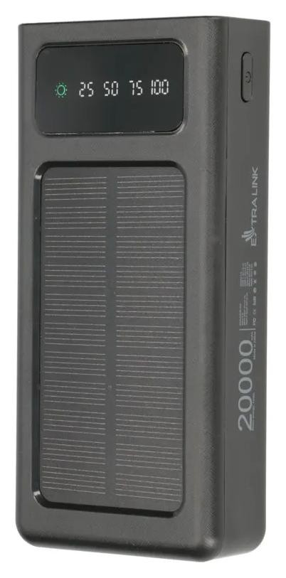 Extralink EPB-092 20000mAh Czarny Powerbank Solar Power bank, USB-C