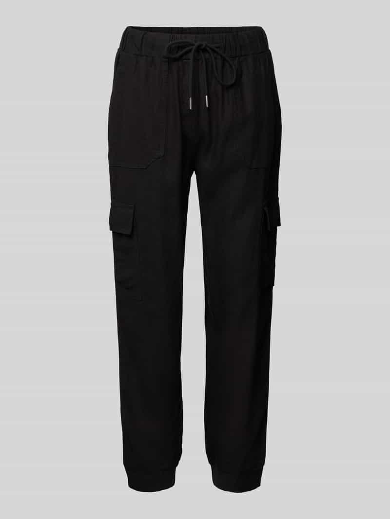 Spodnie lniane o kroju tapered fit z kieszeniami cargo model ‘Lava’