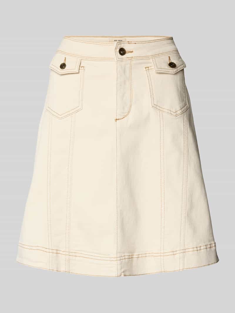 Spódnica jeansowa o długości do kolan z kieszeniami z patką model ‘Colette’