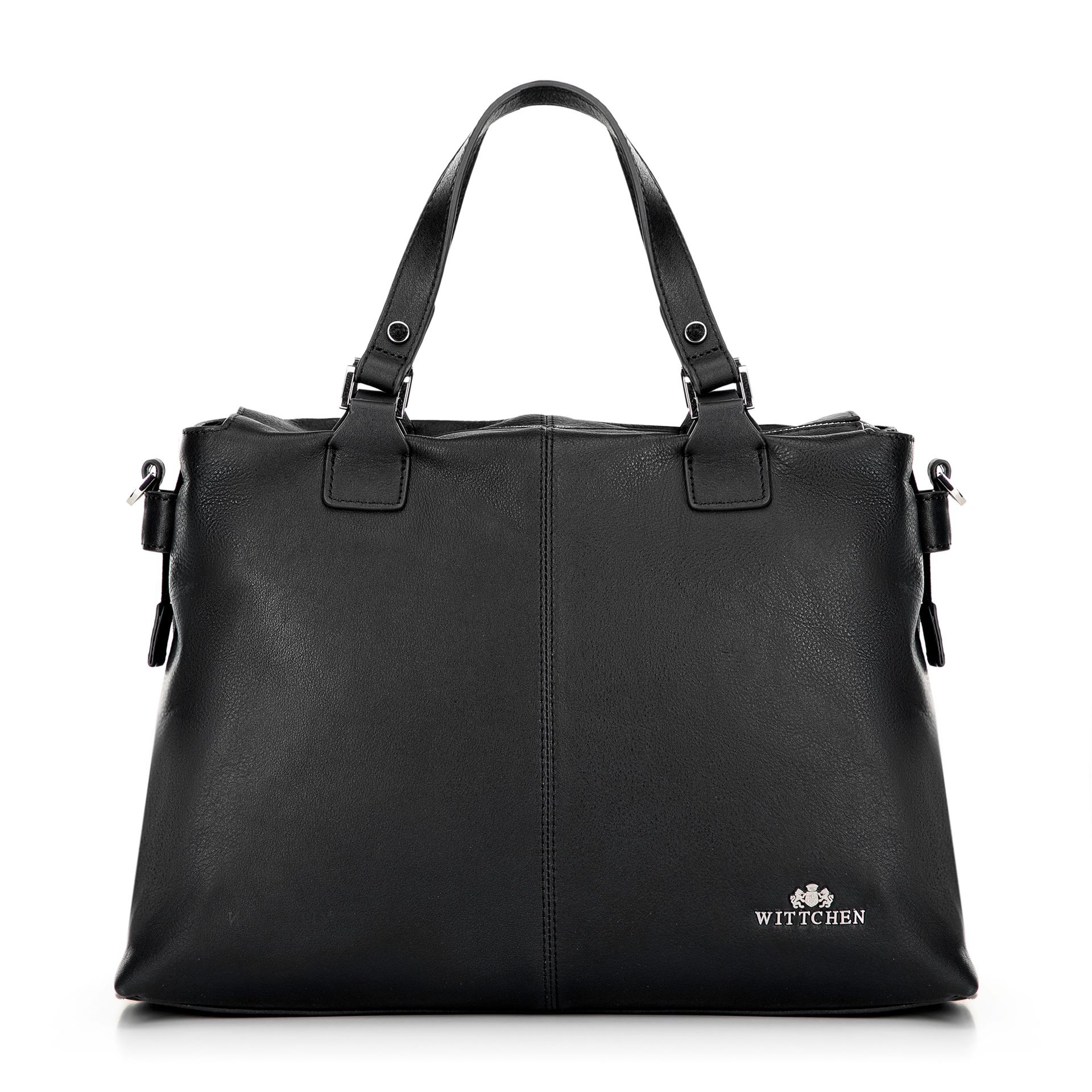 Damska shopperka ze skóry dwukomorowa czarna