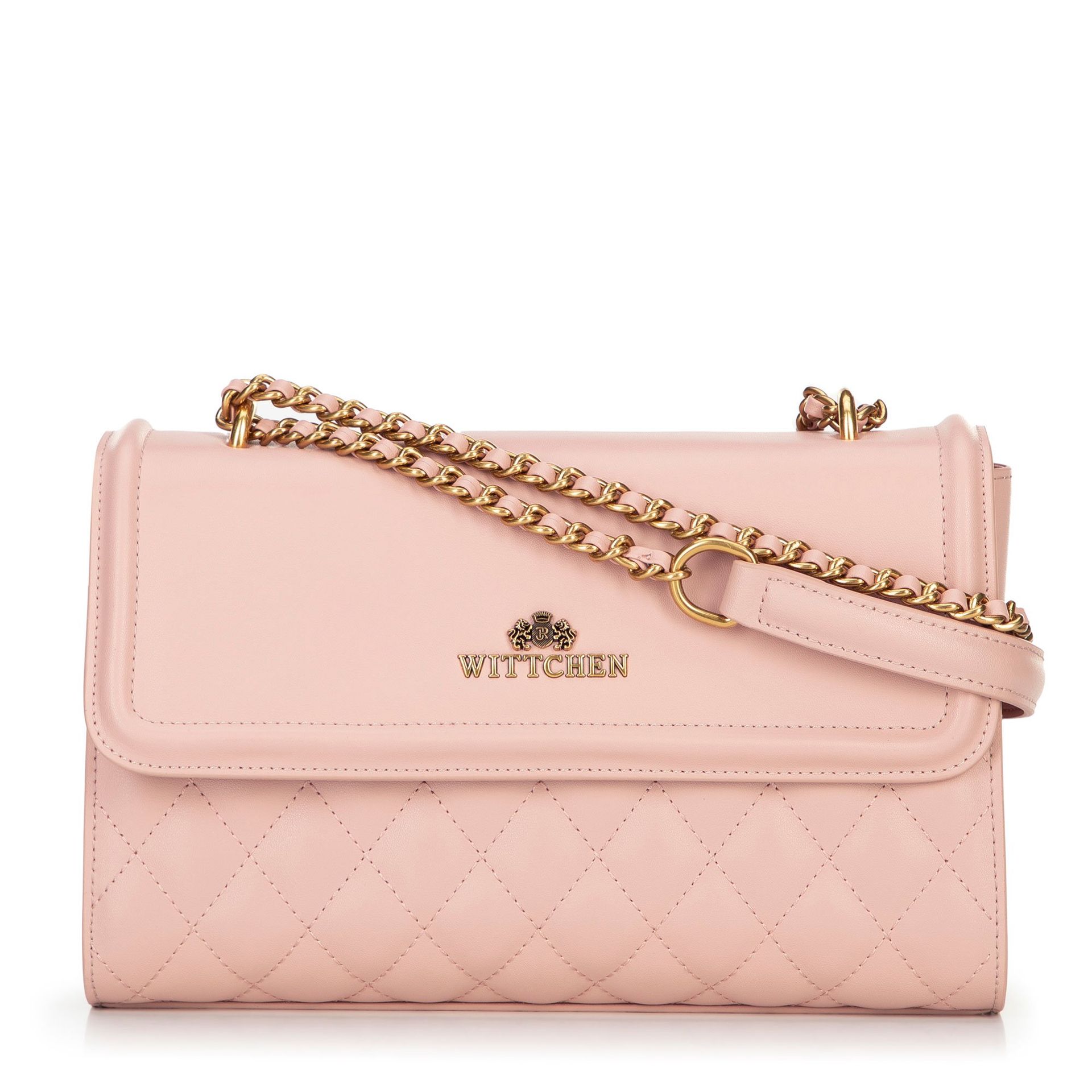 Damska listonoszka ze skóry naturalnej w pikowanie różowa