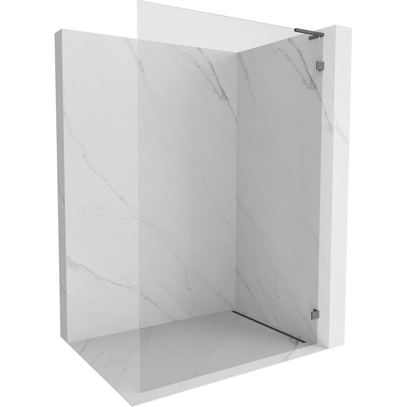 Mexen Lunar L ścianka prysznicowa Walk-in prawa 90 x 200 cm, transparent 8 mm, gun gray szczotkowany - 830L-090-000-66-00-P