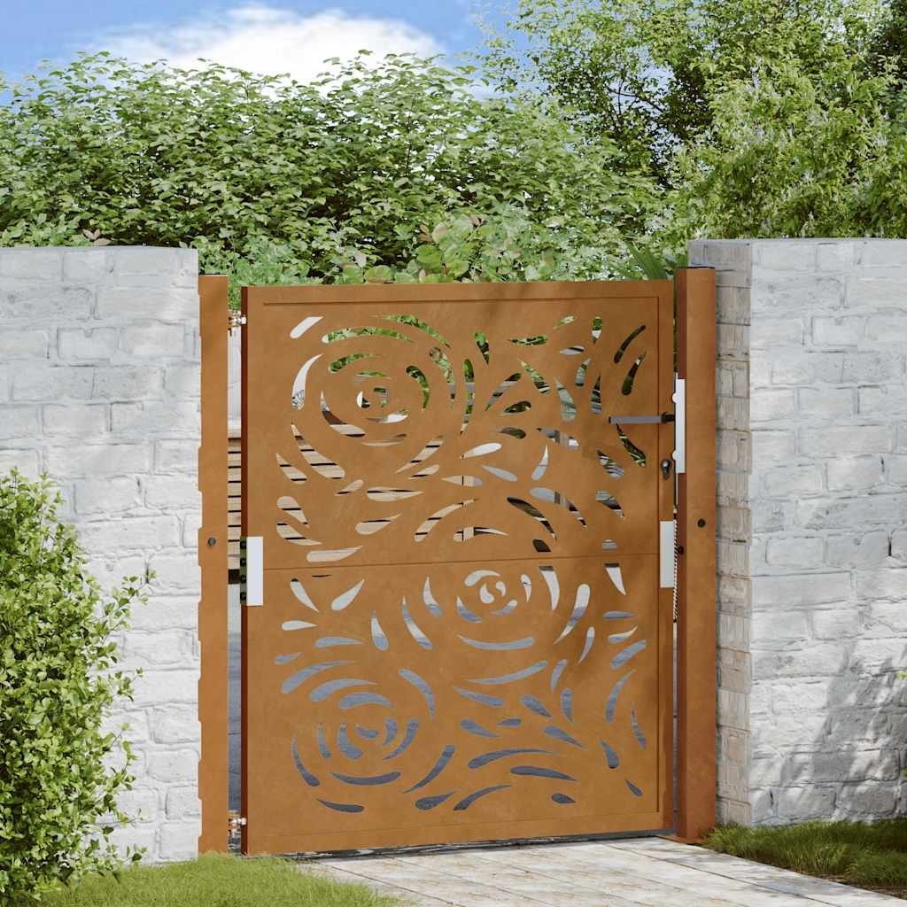 Lumarko Brama ogrodowa 105x105 cm Stal nierdzewna Wzór płomienia