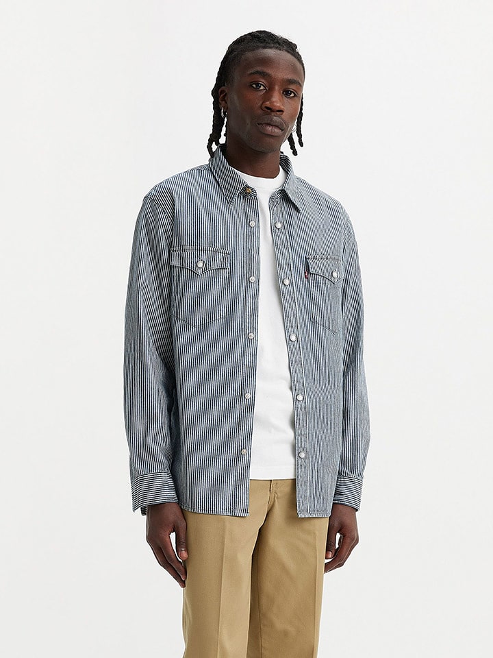 Levi's Koszula dżinsowa - Relaxed fit - w kolorze granatowo-białym
