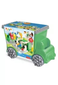 Klocki konstrukcyjne w aucie, Śmieciarka, 100 el., 18m+