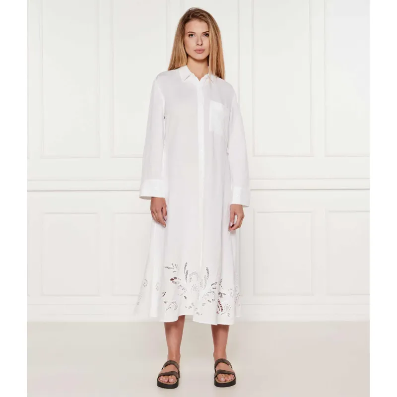 Tommy Hilfiger Lniana sukienka z paskiem