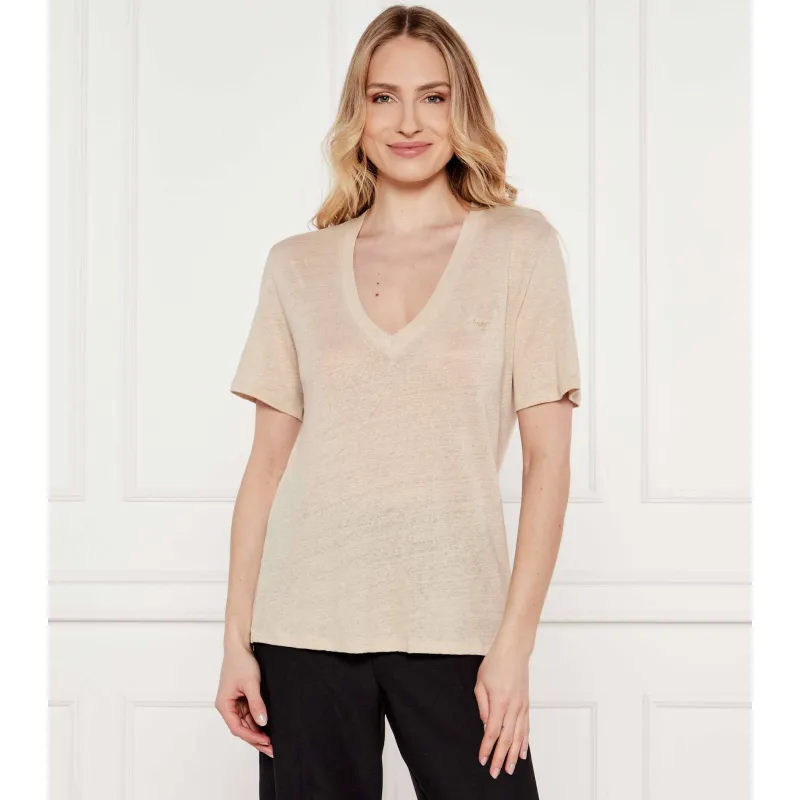 BOSS ORANGE Lniany t-shirt C_Ela_1 Regular Fit