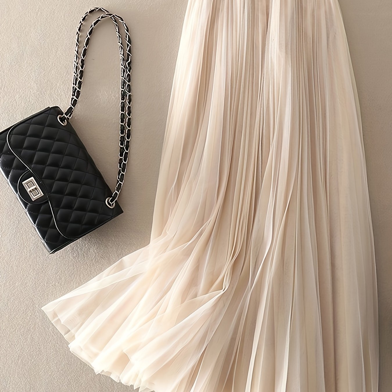 TEMU Spódnica damska elegancka 3-warstwowa A-Line maxi - Nieprzezroczysta, formalna/na co dzień/wieczorową sukienkę z rozkloszowanymi warstwami dla