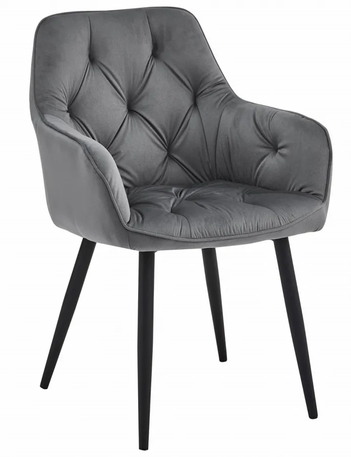 Eleganckie szare krzesło welurowe pikowane W6-L04