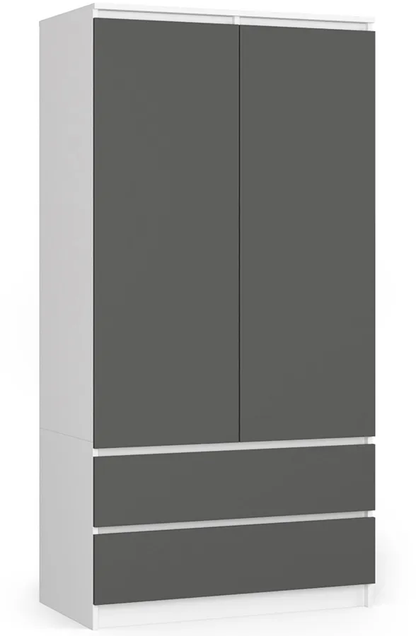 Szafa gładka z 2 szufladami szary + L8-P34