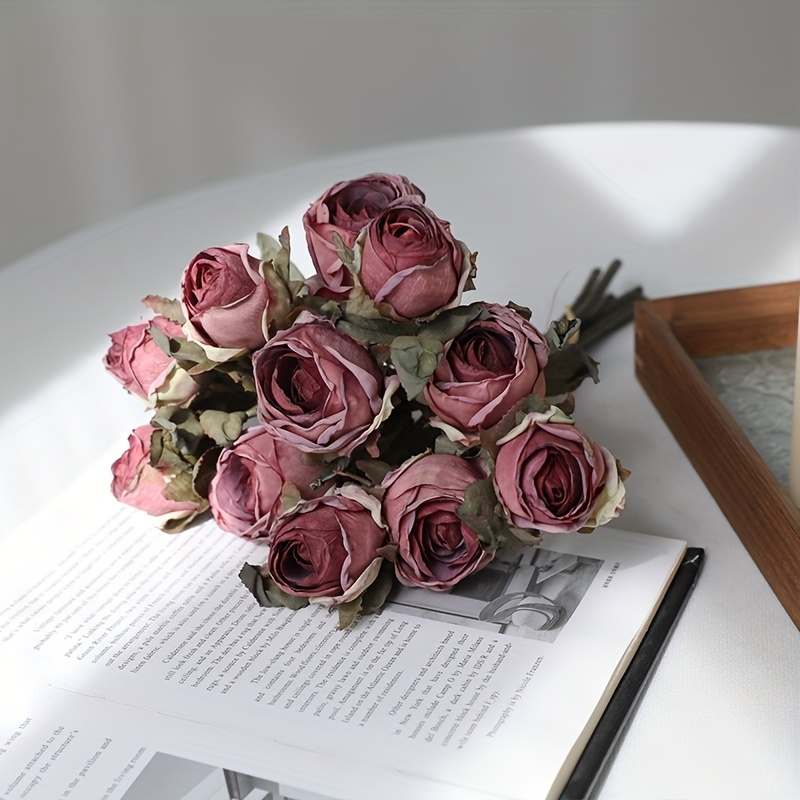 TEMU 6 szt., Symulacja Słoneczników z Wypalonymi Krawędziami, Bukiet Róż, 125,9 cm wysokości - Antystarzeniu się Roses do Dekoracji Domu Salon Stół