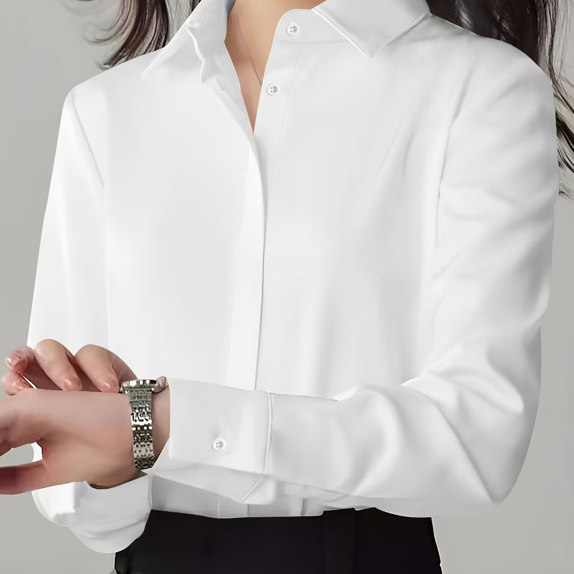 TEMU Profesjonalna Koszulka Damska - Francuski Wysokiej Klasy Top z Długim Rękawem