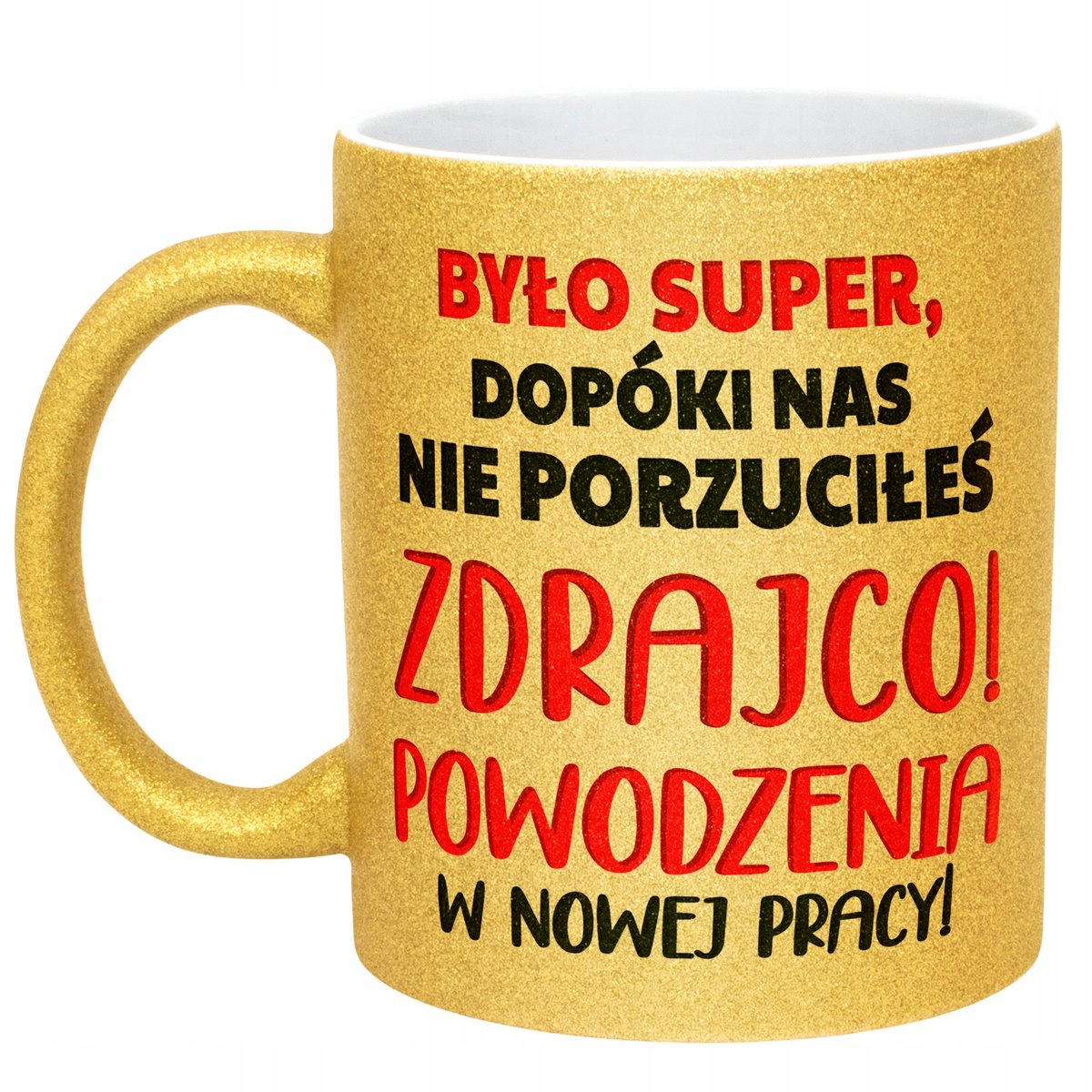 Złoty kubek brokatowy Na Pożegnanie Odejście z Pracy Dla Kolegi Prezent