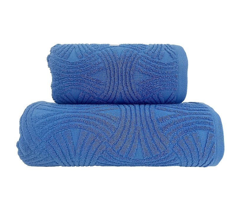 Ręcznik bawełniany wzór geometryczny Emma 3 70x140 niebieski