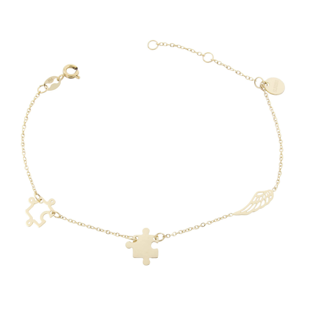 Złota bransoletka z stali chirurgicznej puzzel skrzydełko