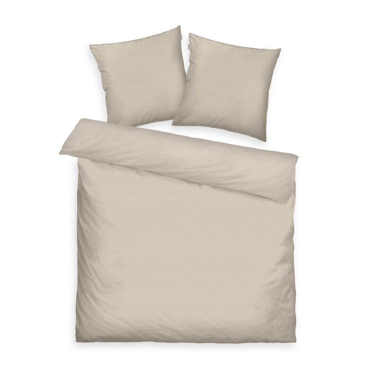 Pościel satynowa 200x220 Tom Tailor beżowa beżowa jasna jednobarwna poszewki 80x80 2szt