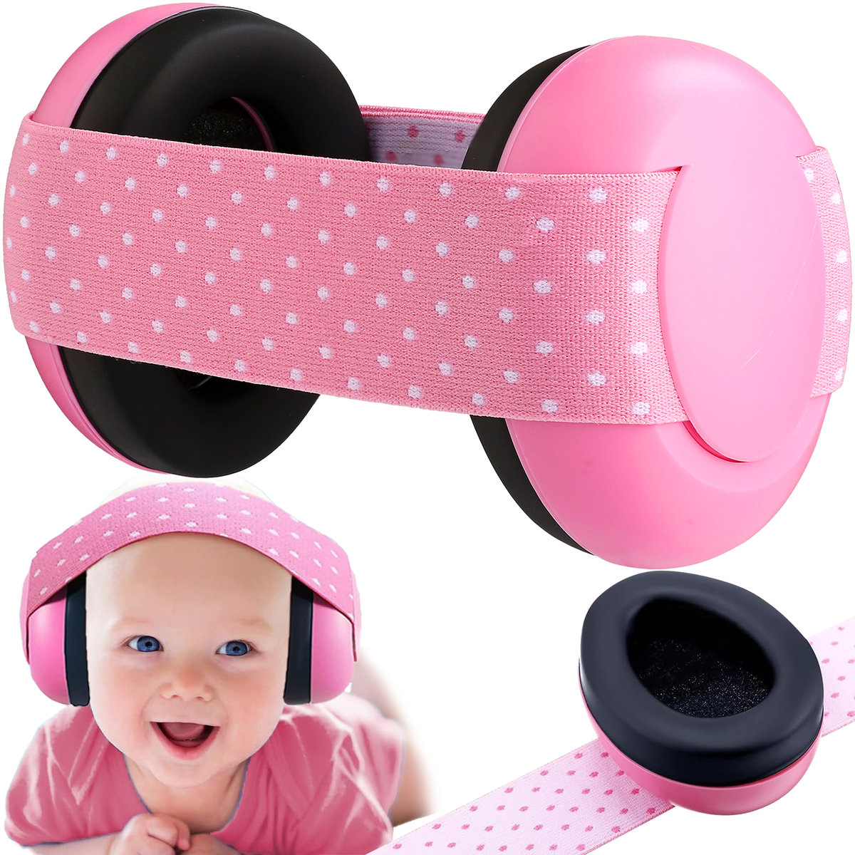 RENEW FORCE Słuchawki Ochronne Nauszniki dla Dzieci Niemowląt Wygłuszające Elastyczne 3249299446 PINK