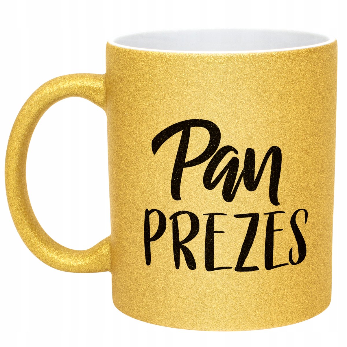 Złoty kubek brokatowy Pan Prezes Dla Mężczyzny Prezent Praca