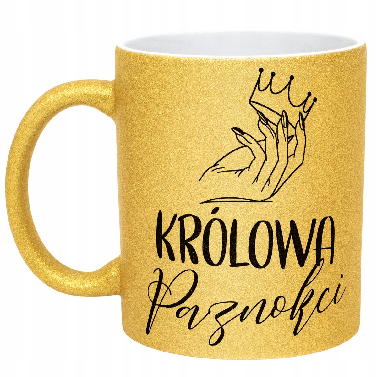 Złoty kubek brokatowy Królowa Paznokci Dla Stylistki Paznokci Prezent