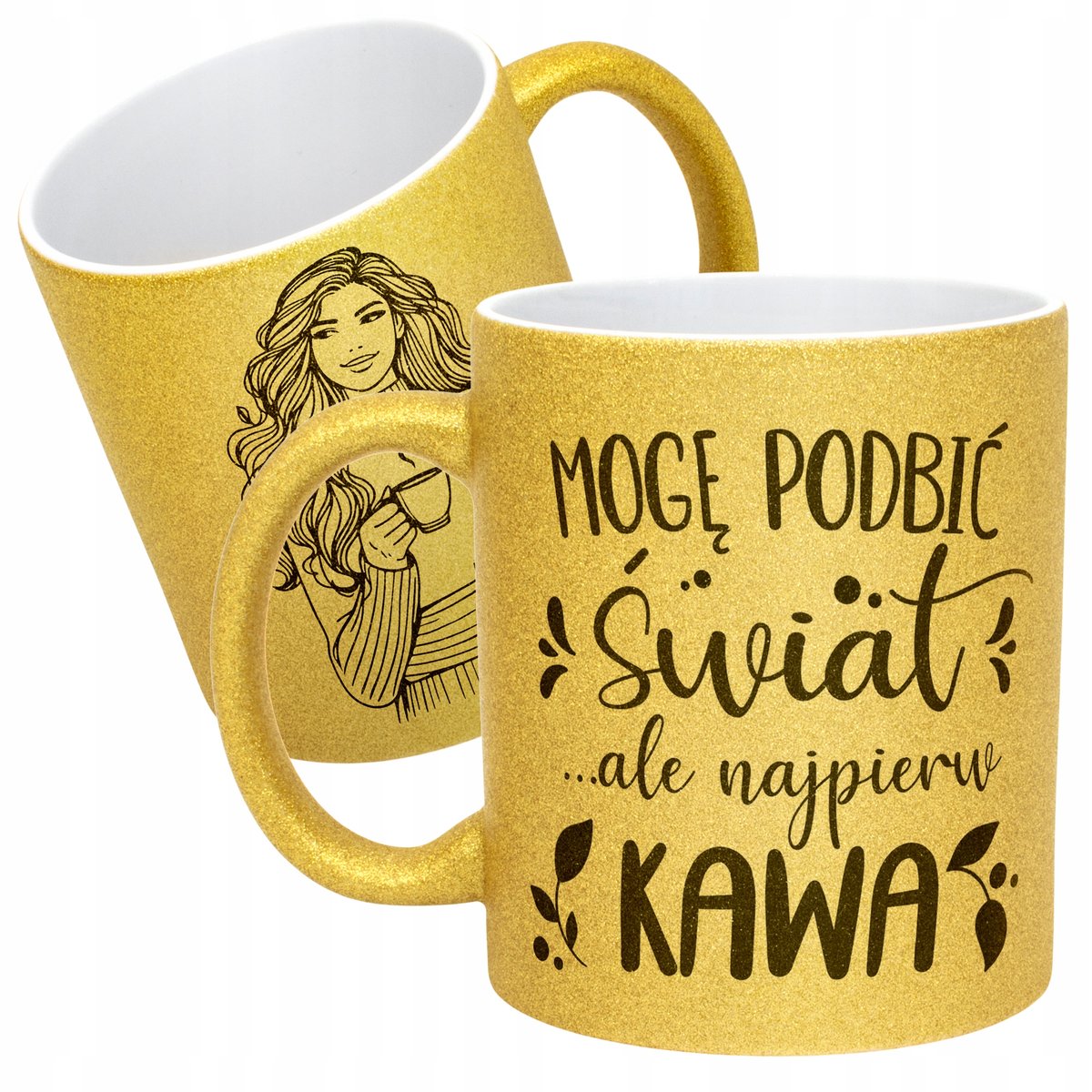 Złoty kubek brokatowy Dzień Kobiet Zabawny Prezent Upominek Dla Kobiety