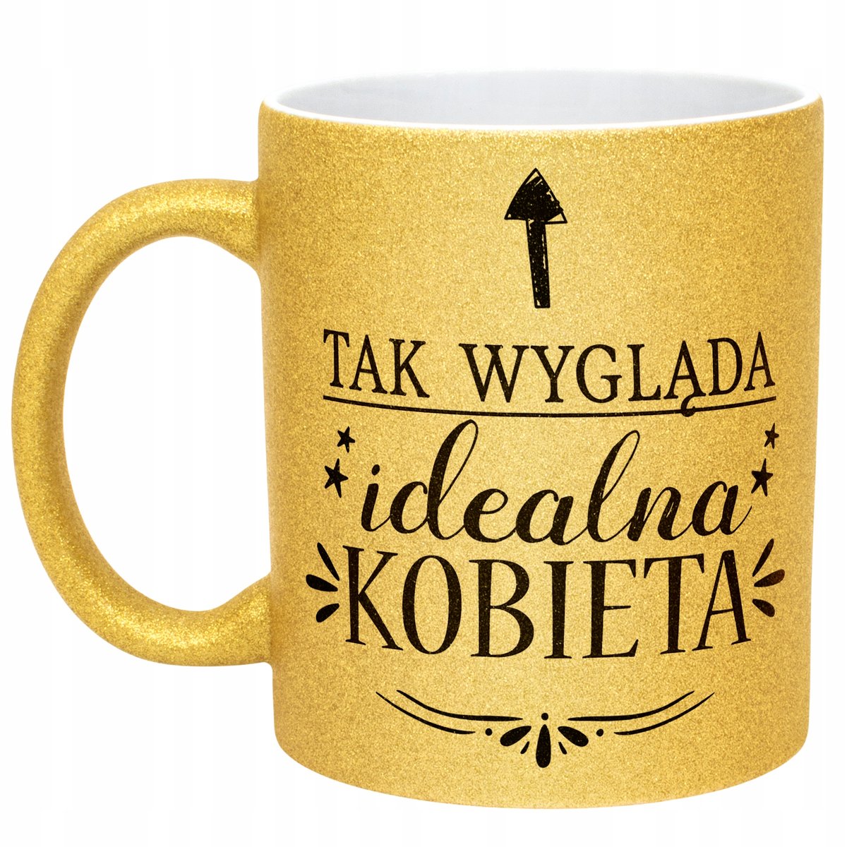 Złoty kubek brokatowy Dzień Kobiet Zabawny Prezent Upominek Dla Kobiety