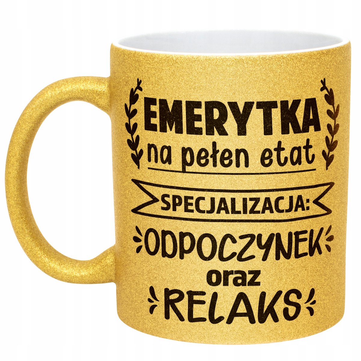 Złoty kubek brokatowy Z okazji Emerytury Dla Emerytki Prezent