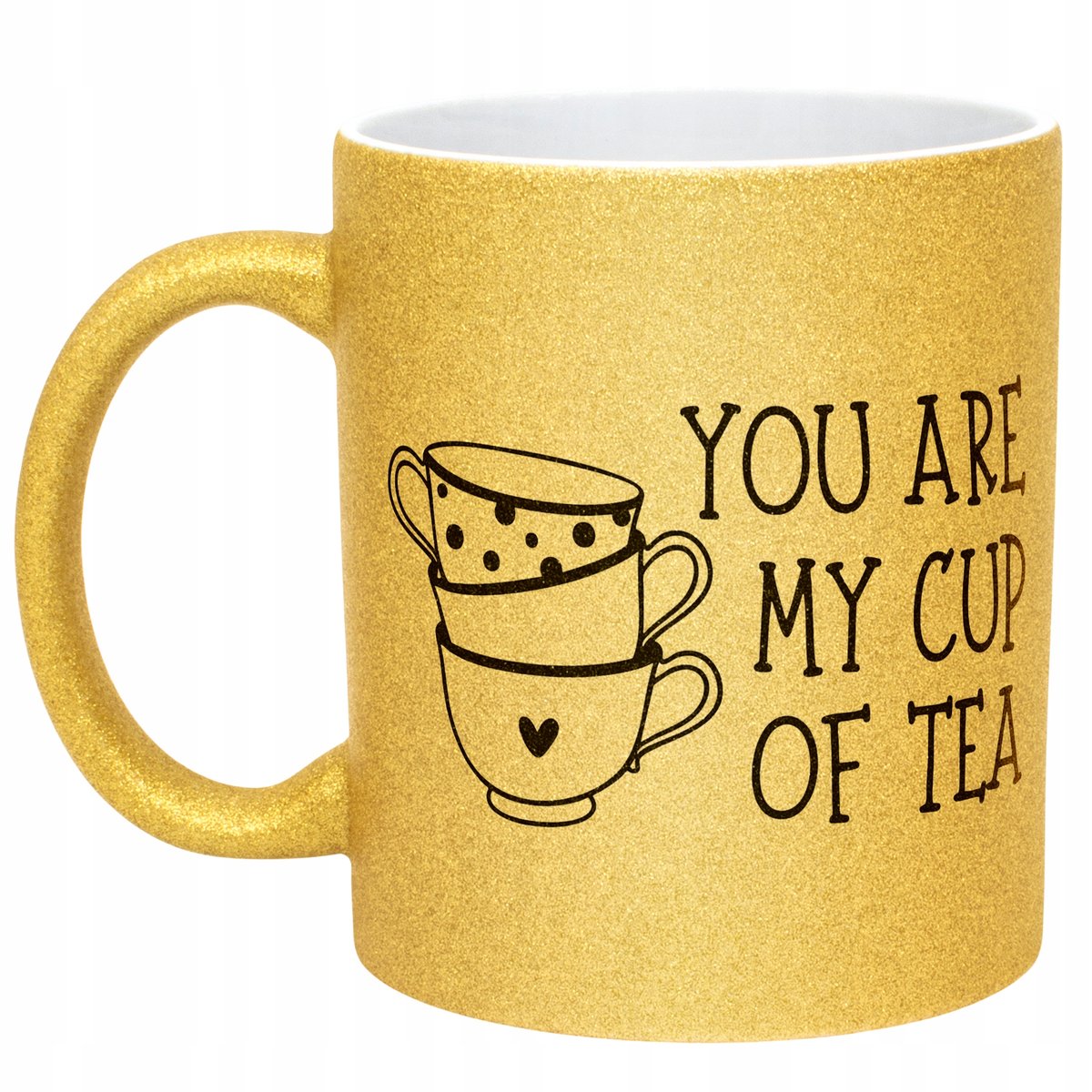 Złoty kubek brokatowy You Are My Cup Of Tea Walentynki Prezent