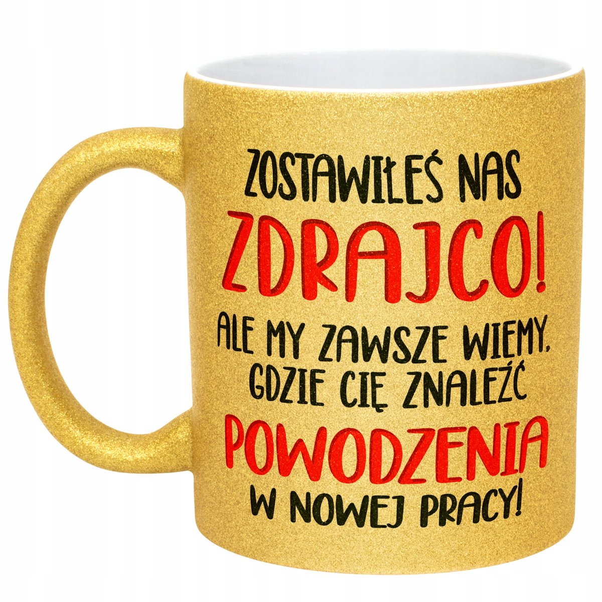 Złoty kubek brokatowy Na Pożegnanie Odejście z Pracy Dla Kolegi Prezent