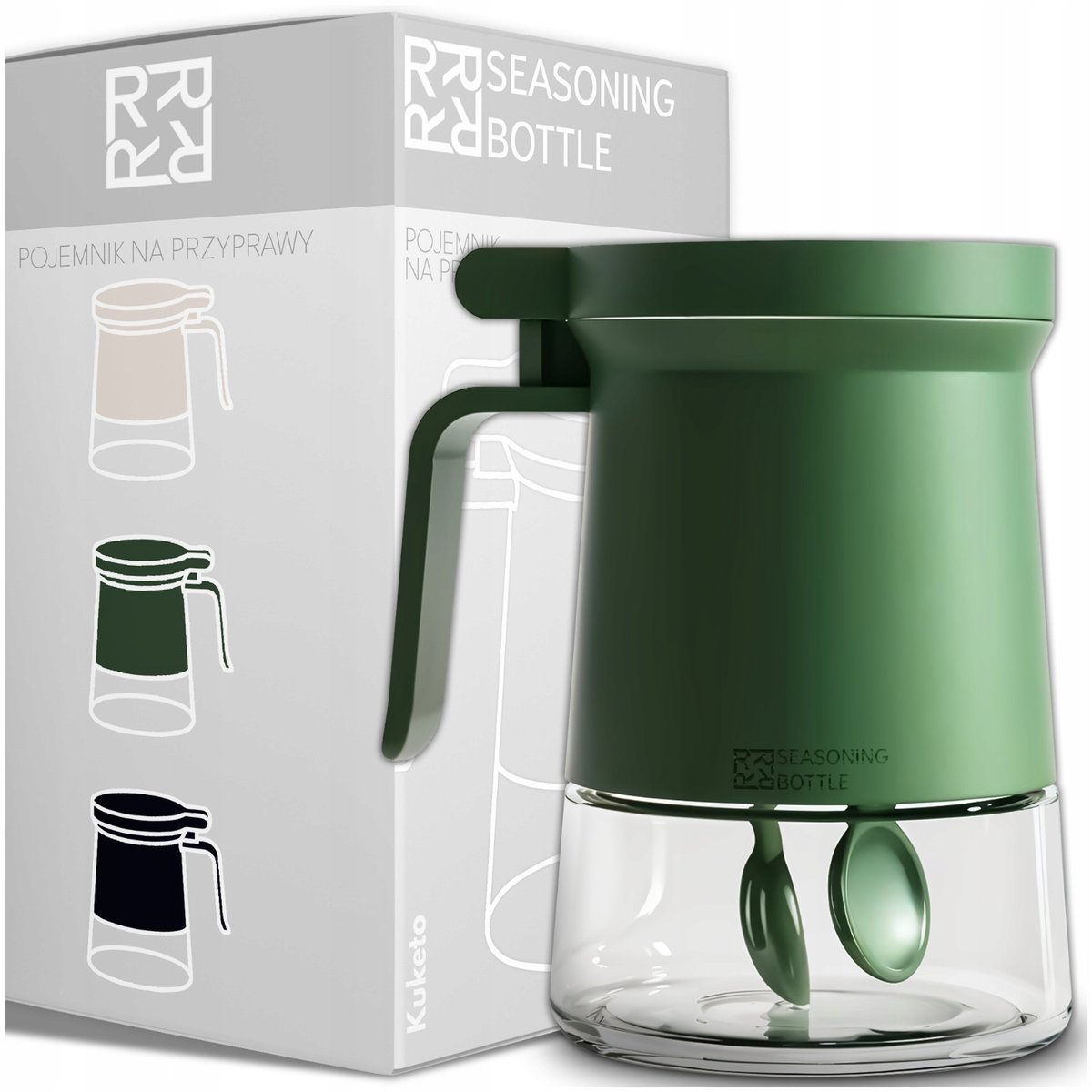 Pojemnik Kuchenny Szklany 350Ml Na Przyprawy Sól Pieprz + 2 Łyżeczki Miarki