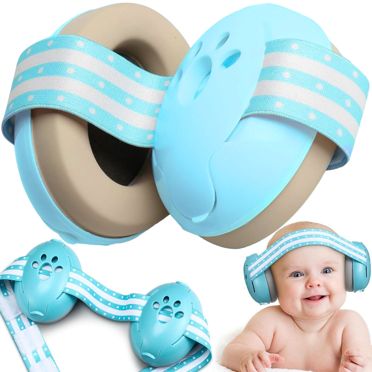 RENEW FORCE Słuchawki Ochronne Nauszniki dla Dzieci Niemowląt Wygłuszające Elastyczne 3249299446 BEAR