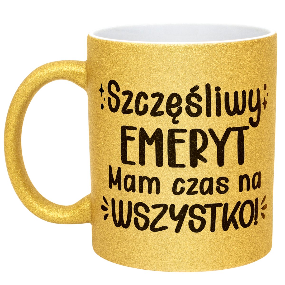 Złoty kubek brokatowy Z okazji Emerytury Dla Emeryta Prezent