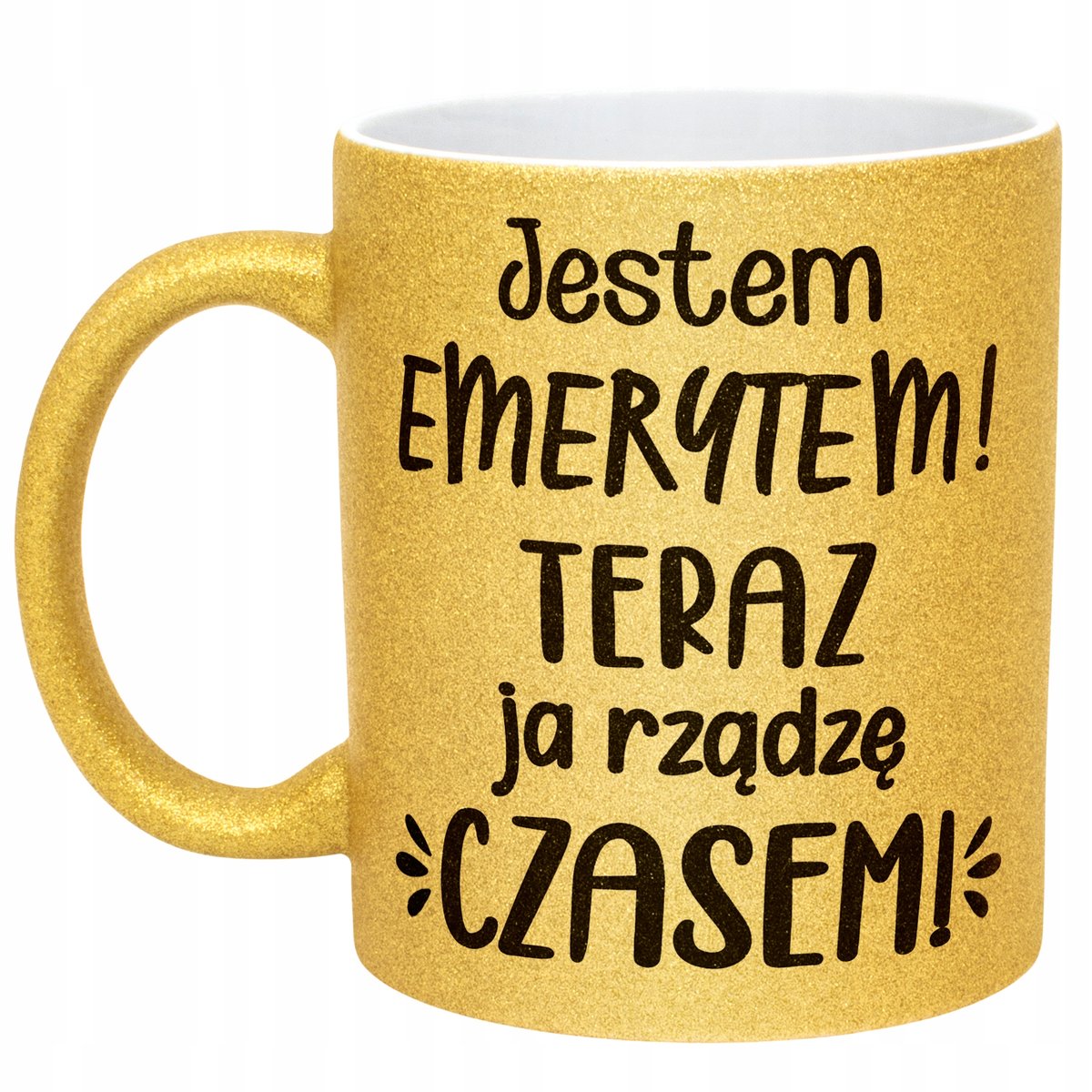 Złoty kubek brokatowy Z okazji Emerytury Dla Emeryta Emerytki Prezent